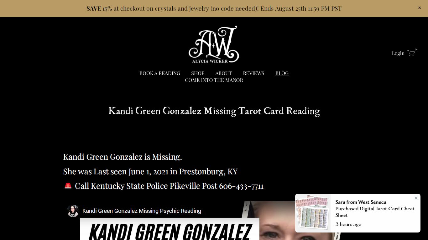 Kandi Green Gonzalez Missing Tarot Card Reading - Alycia Wicker
