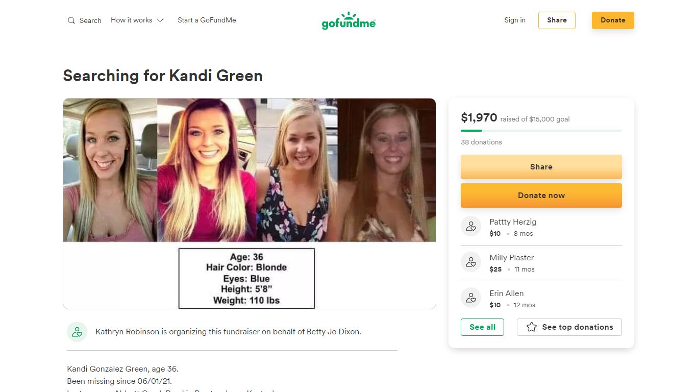 Searching for Kandi Green, organized by Kathryn Robinson